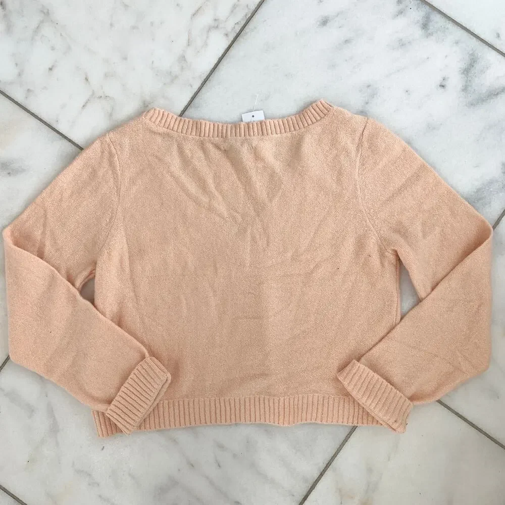 NWT American Eagle Cropped Boxy Button Front Cardigan Sweater Peach Size Medium